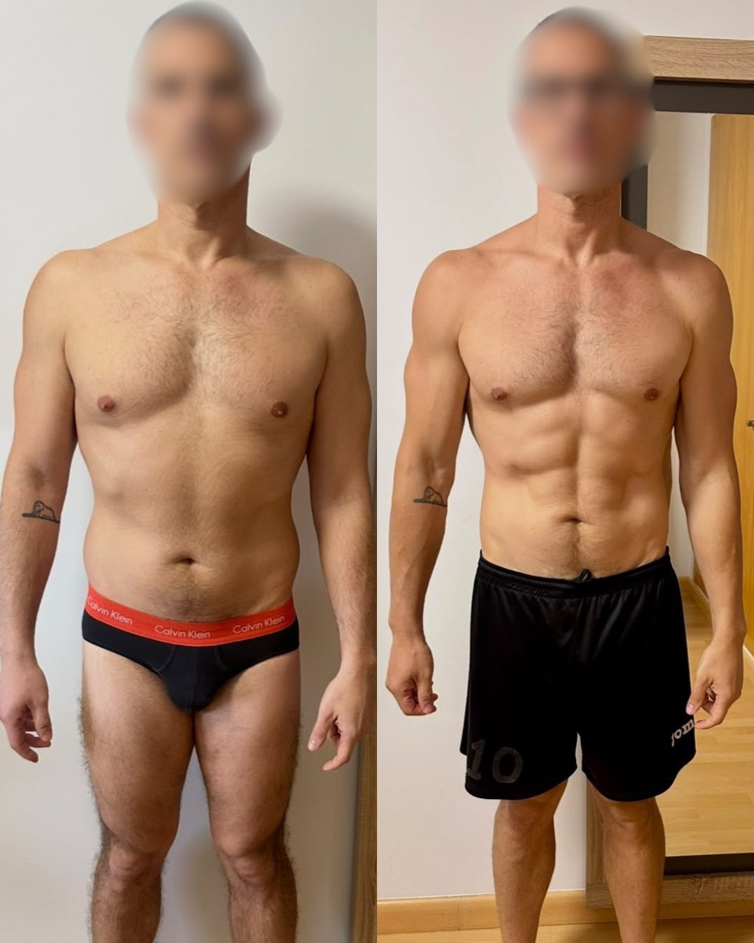 Antes y después de un cliente del Programa Fuerte Frente al Espejo