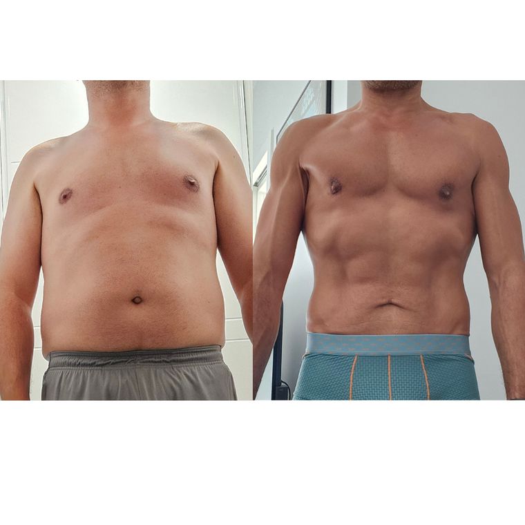 Antes y después de un cliente del Programa Fuerte Frente al Espejo
