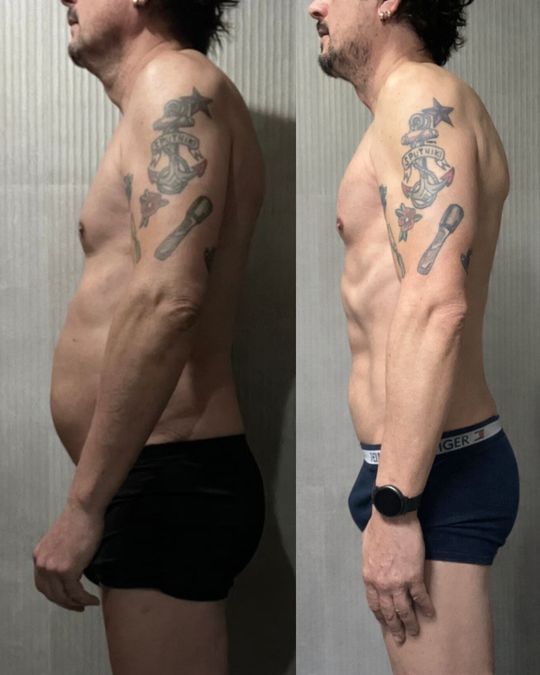 Antes y después de un cliente del Programa Fuerte Frente al Espejo