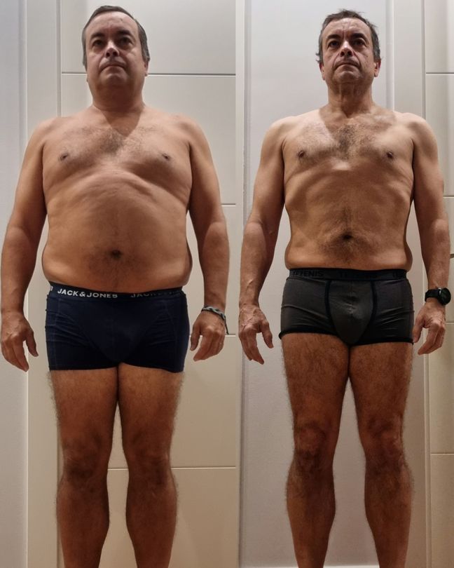 Antes y después de un cliente del Programa Fuerte Frente al Espejo