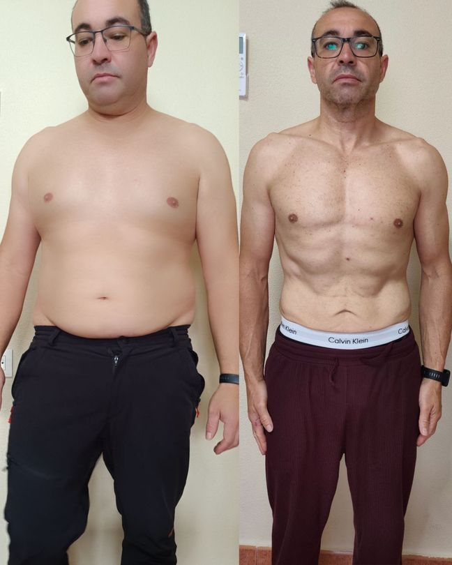 Antes y después de un cliente del Programa Fuerte Frente al Espejo